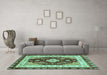 Machine Washable Abstract Turquoise Modern Area Rugs in a Living Room,, wshabs3547turq