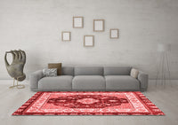 Machine Washable Abstract Red Modern Rug, wshabs3547red