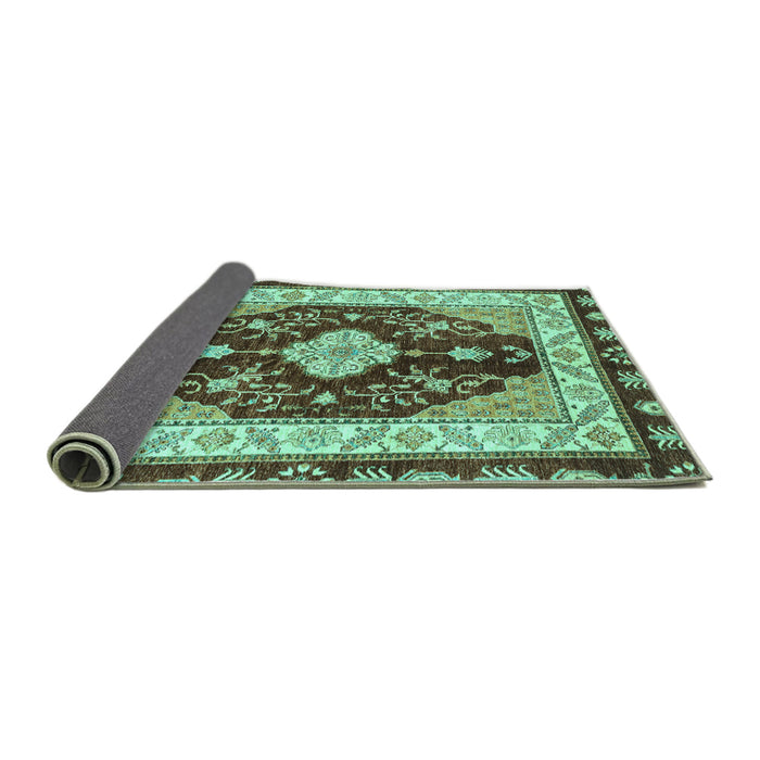 Sideview of Abstract Turquoise Modern Rug, abs3547turq