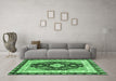 Machine Washable Abstract Emerald Green Modern Area Rugs in a Living Room,, wshabs3547emgrn