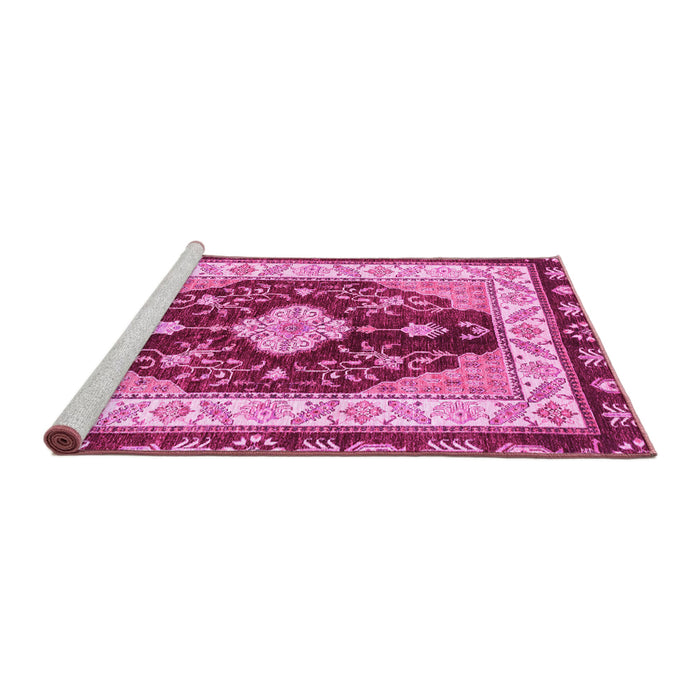 Sideview of Machine Washable Abstract Pink Modern Rug, wshabs3547pnk