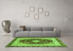 Machine Washable Abstract Green Modern Area Rugs in a Living Room,, wshabs3547grn