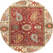 Round Machine Washable Abstract Red Rug, wshabs3548