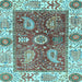 Square Machine Washable Oriental Light Blue Traditional Rug, wshabs3548lblu