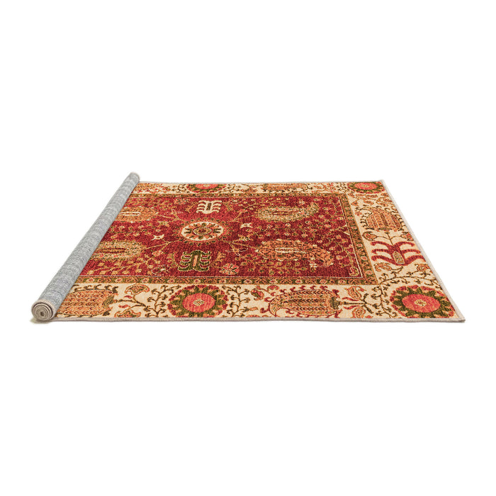 Sideview of Machine Washable Oriental Orange Traditional Area Rugs, wshabs3548org