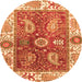 Round Oriental Orange Traditional Rug, abs3548org