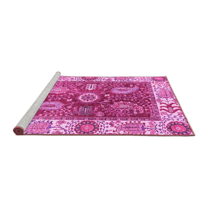 Sideview of Machine Washable Oriental Pink Traditional Rug, wshabs3548pnk
