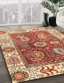 Abstract Red Oriental Rug in Family Room, abs3548