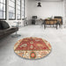 Round Machine Washable Abstract Red Rug in a Office, wshabs3548