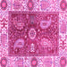 Square Machine Washable Oriental Pink Traditional Rug, wshabs3548pnk