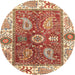 Round Abstract Red Oriental Rug, abs3548