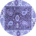 Round Oriental Blue Traditional Rug, abs3548blu