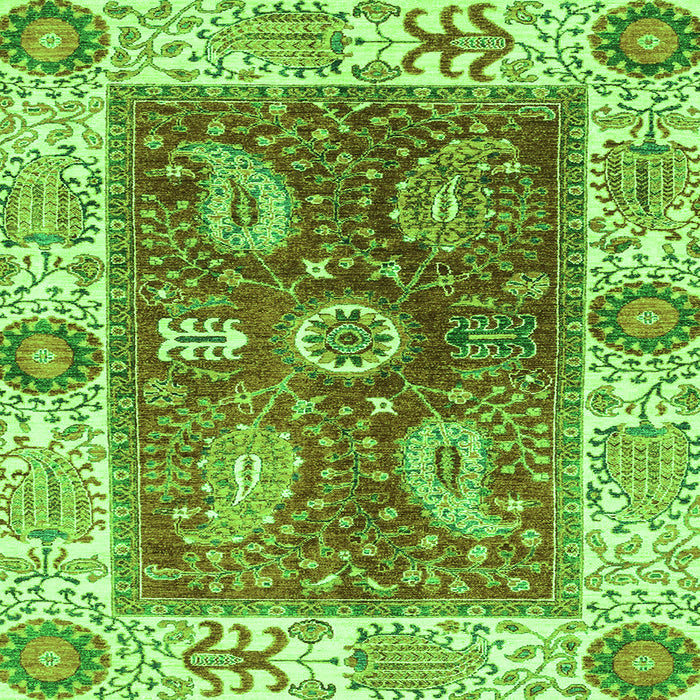 Square Oriental Green Traditional Rug, abs3548grn