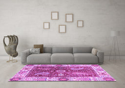 Machine Washable Oriental Purple Traditional Area Rugs in a Living Room, wshabs3548pur