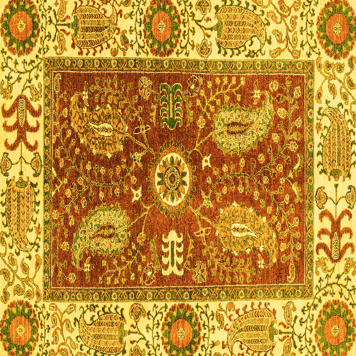 Square Machine Washable Oriental Yellow Traditional Rug, wshabs3548yw