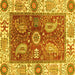 Square Machine Washable Oriental Yellow Traditional Rug, wshabs3548yw