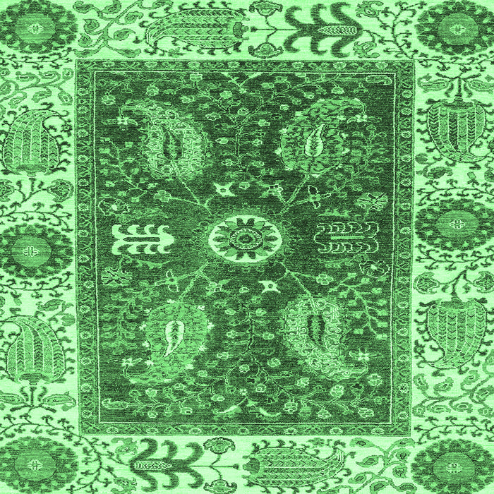 Square Machine Washable Oriental Emerald Green Traditional Area Rugs, wshabs3548emgrn
