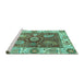 Sideview of Machine Washable Oriental Turquoise Traditional Area Rugs, wshabs3548turq