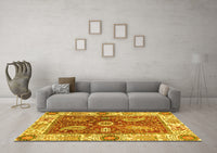 Machine Washable Oriental Yellow Traditional Rug, wshabs3548yw