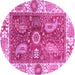 Round Oriental Pink Traditional Rug, abs3548pnk