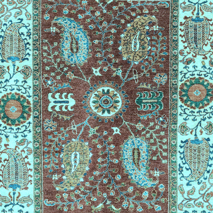 Machine Washable Oriental Light Blue Traditional Rug, wshabs3548lblu
