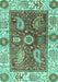 Machine Washable Oriental Turquoise Traditional Area Rugs, wshabs3548turq