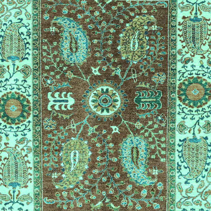 Machine Washable Oriental Turquoise Traditional Area Rugs, wshabs3548turq