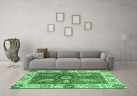 Machine Washable Oriental Emerald Green Traditional Rug, wshabs3548emgrn