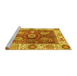 Sideview of Machine Washable Oriental Yellow Traditional Rug, wshabs3548yw