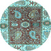 Round Oriental Light Blue Traditional Rug, abs3548lblu