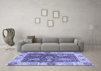 Machine Washable Oriental Blue Traditional Rug, wshabs3548blu