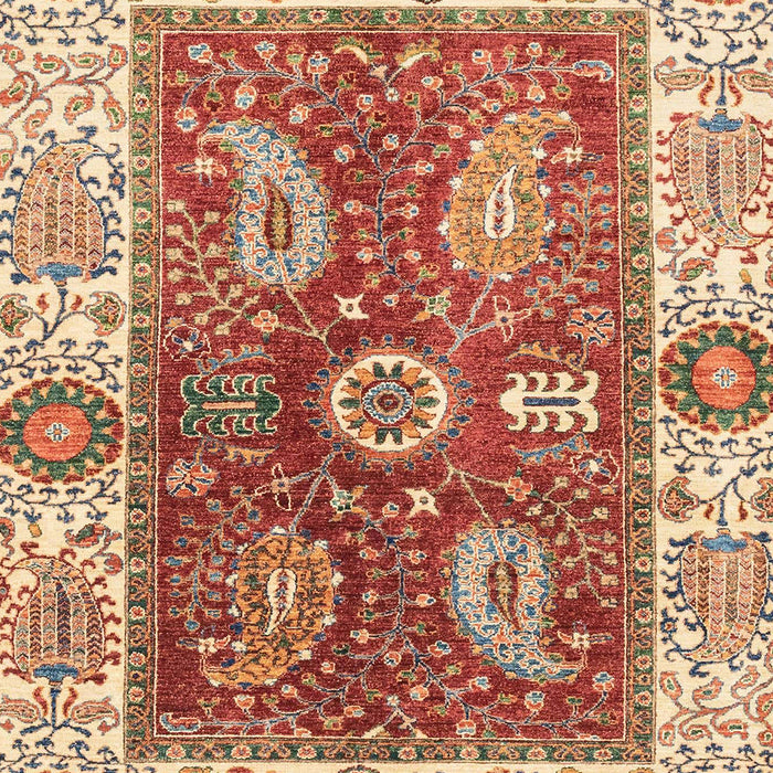 Machine Washable Abstract Red Rug, wshabs3548