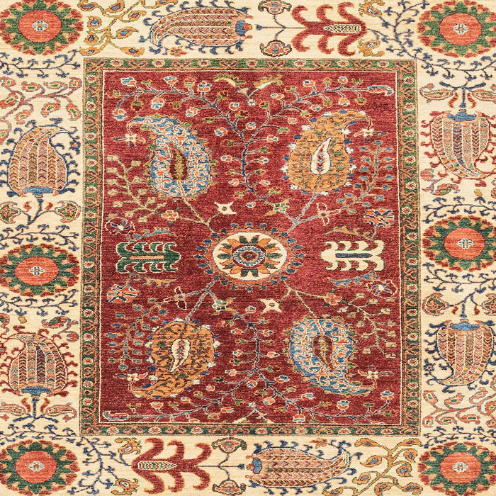 Square Machine Washable Abstract Red Rug, wshabs3548