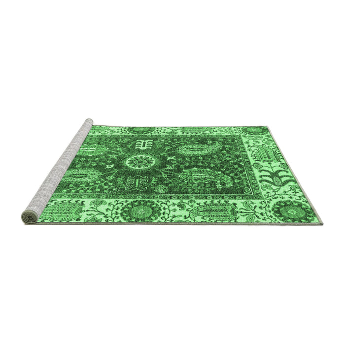 Sideview of Machine Washable Oriental Emerald Green Traditional Area Rugs, wshabs3548emgrn