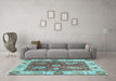 Machine Washable Oriental Light Blue Traditional Rug in a Living Room, wshabs3548lblu