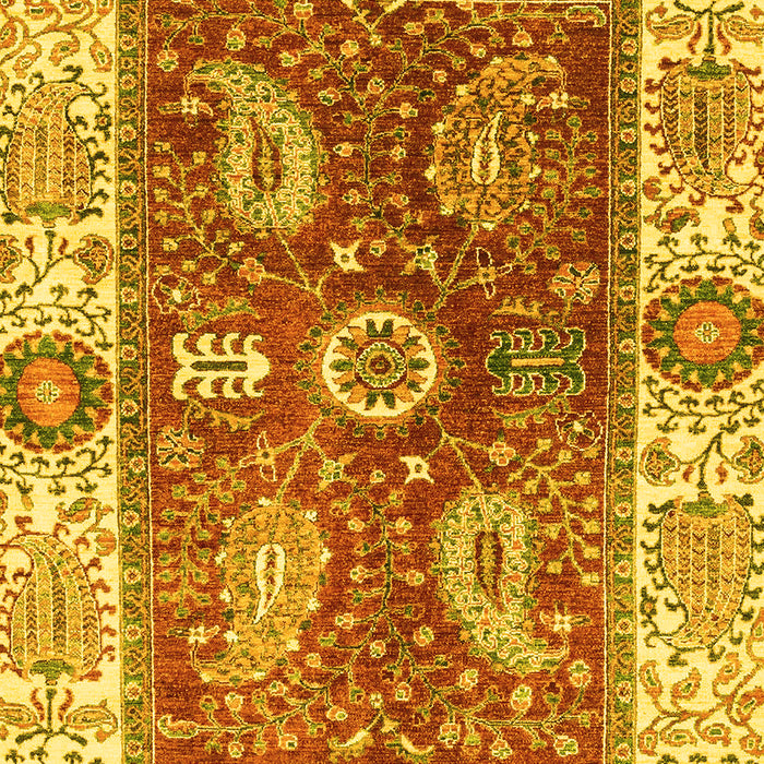 Machine Washable Oriental Yellow Traditional Rug, wshabs3548yw