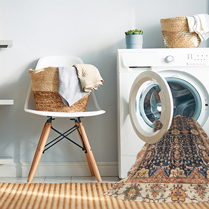 Machine Washable Abstract Yellow Rug in a Washing Machine, wshabs3549