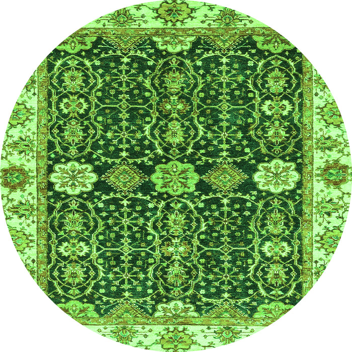 Round Oriental Green Traditional Rug, abs3549grn