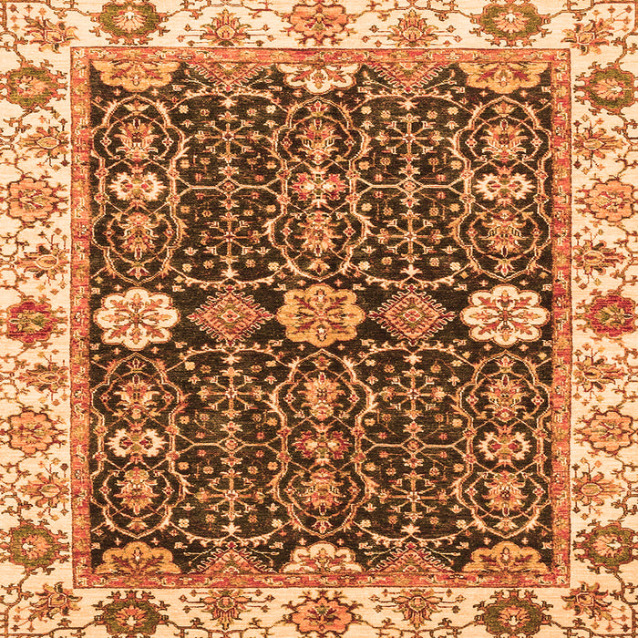 Square Oriental Orange Traditional Rug, abs3549org