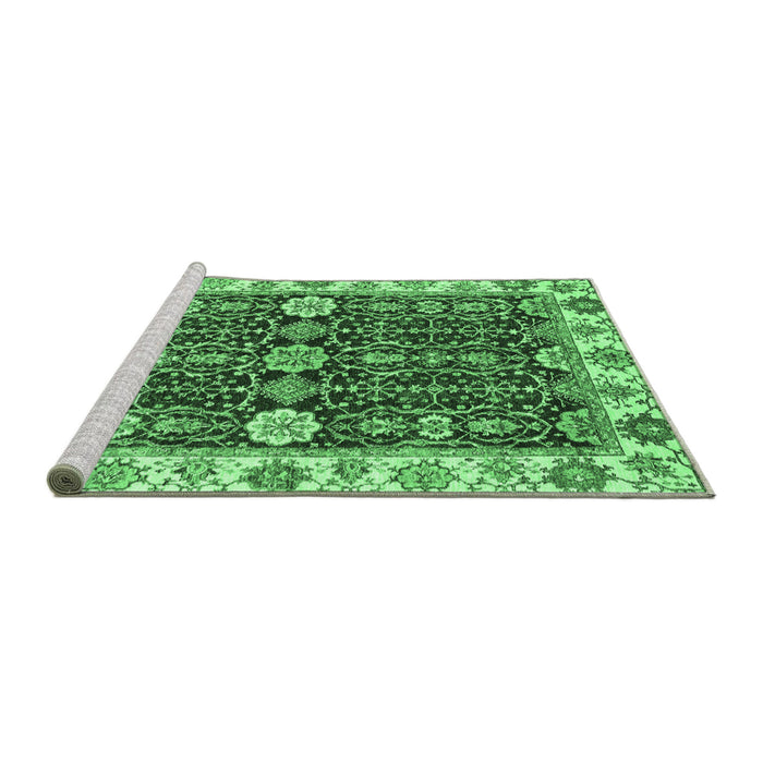 Sideview of Machine Washable Oriental Emerald Green Traditional Area Rugs, wshabs3549emgrn