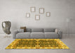 Machine Washable Oriental Yellow Traditional Rug in a Living Room, wshabs3549yw