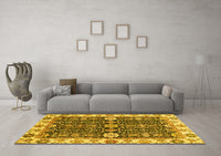 Machine Washable Oriental Yellow Traditional Rug, wshabs3549yw