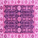 Square Machine Washable Oriental Pink Traditional Rug, wshabs3549pnk