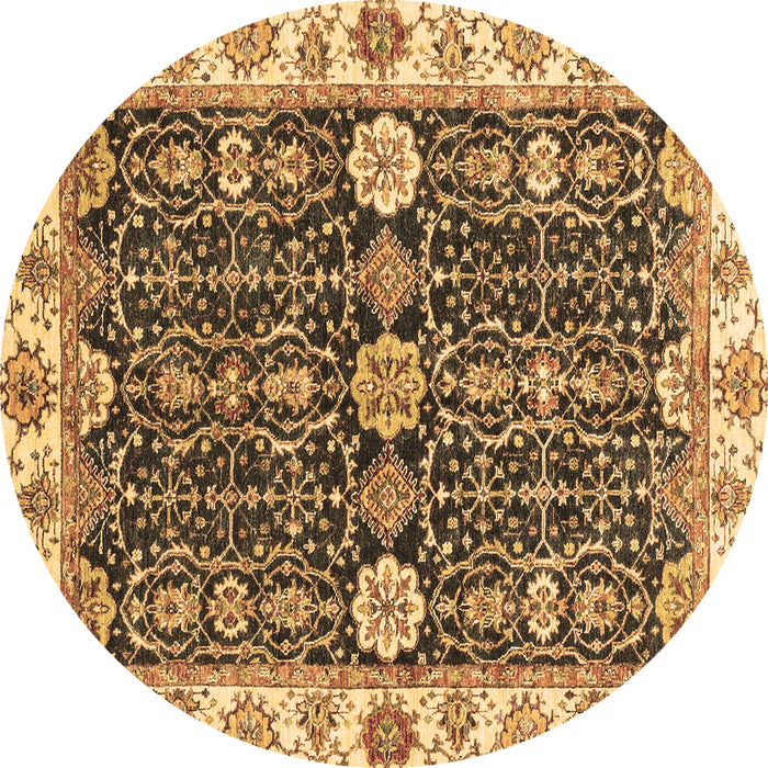 Round Oriental Brown Traditional Rug, abs3549brn