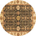 Round Oriental Brown Traditional Rug, abs3549brn