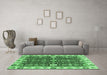 Machine Washable Oriental Emerald Green Traditional Area Rugs in a Living Room,, wshabs3549emgrn