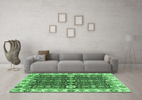 Machine Washable Oriental Emerald Green Traditional Rug, wshabs3549emgrn