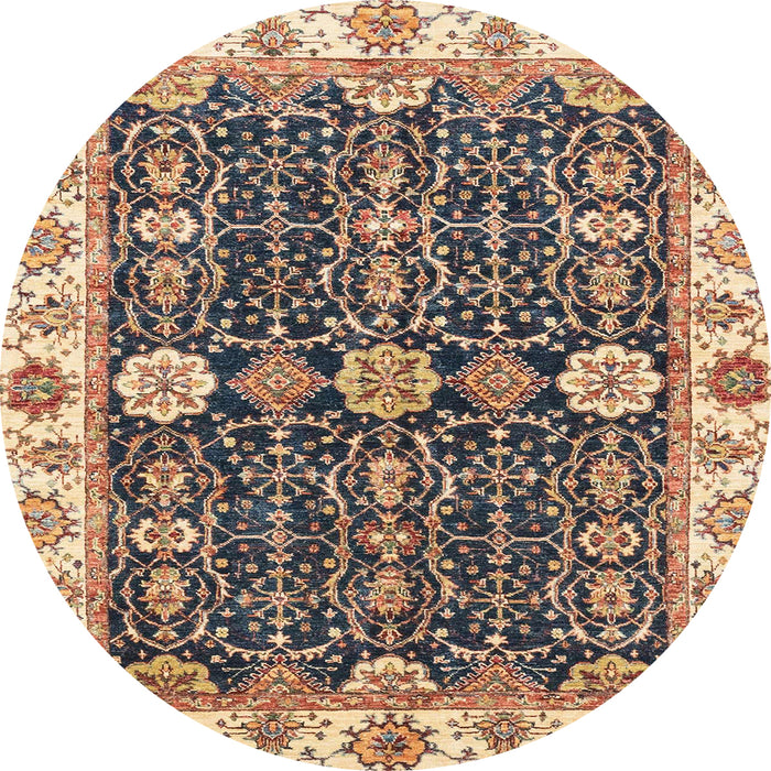 Round Machine Washable Abstract Yellow Rug, wshabs3549