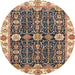 Round Machine Washable Abstract Yellow Rug, wshabs3549