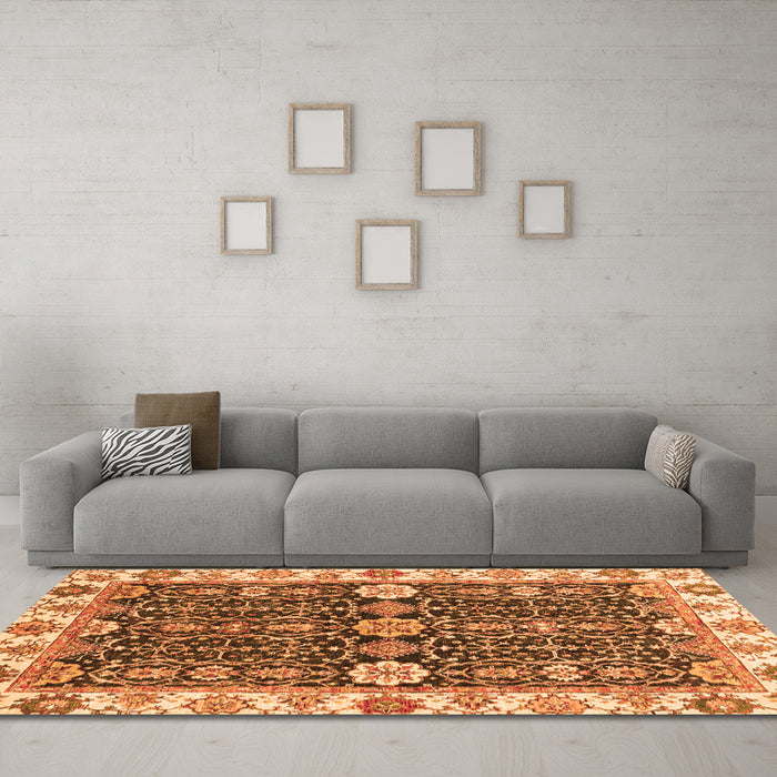 Machine Washable Oriental Orange Traditional Area Rugs in a Living Room, wshabs3549org